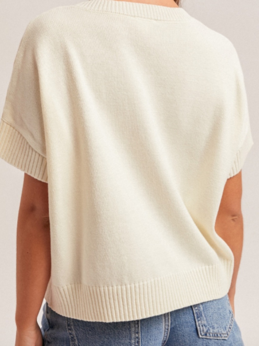 NWT Hem & Thread crewneck short sleeve lemon motif graphic sweater - Picture 2 of 2